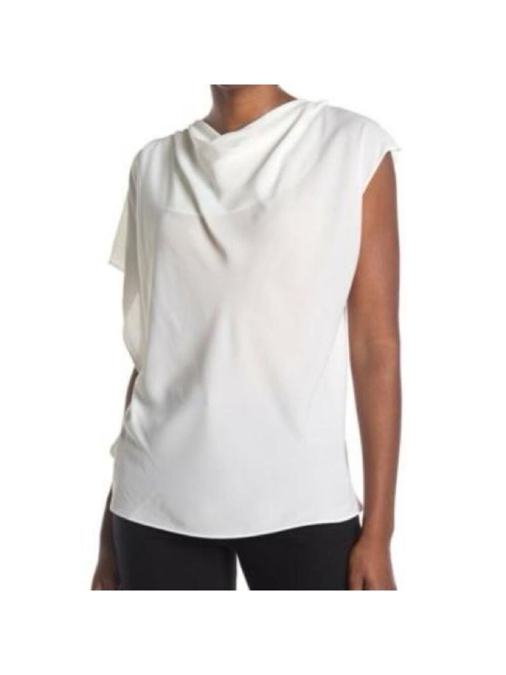 Halston asymmetrical flutter sleeve white blouse -‎ NWT - medium / stunning 🤍